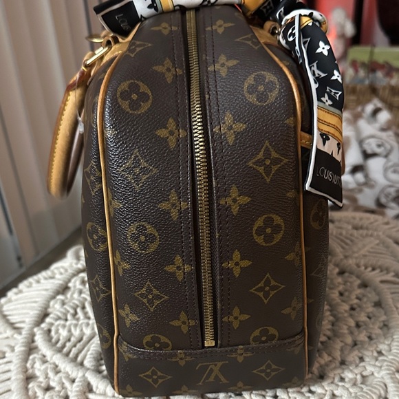 Louis Vuitton Deauville Brown Monogram Bag with Scarf Accent - Picture 12 of 16